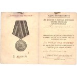Russia - USSR Medal Bar with 3 Medals with Docs per Woman 1938 -1945