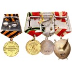 Russia - USSR Medal Bar with 4 Medals and 3 Orders with Docs per Soldier 1942 - 1965