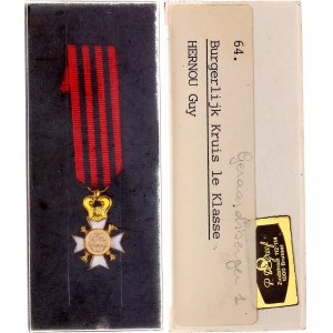 Belgium Civil Decoration Gold Cross I Class for Administrative Long Service Miniature 1867 - 1914