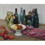 Janusz STRZAŁECKI - JAST (1902-1983), Martwa natura z jabłkami i butelkami
