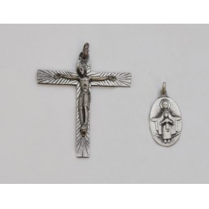 Jaen LAMBERT-RUCKI (1888-1967), Medalik - Madonna z Dzieciątkiem na kolanach oraz krzyżyk z postacią Ukrzyżowanego