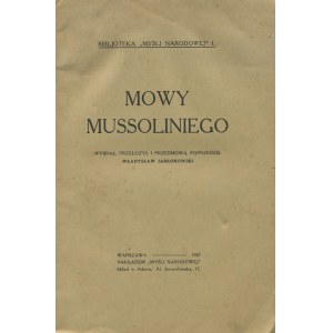 MUSSOLINI Benito - Prejavy [1927].