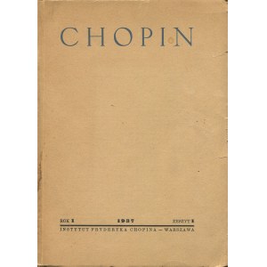 Chopin. Organ Instytutu Fryderyka Chopina. Zeszyt 1 [1937]
