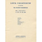 Seznam cestujících na výlet do norských fjordů. M/S Batory 17.VII.-27.VII.1938