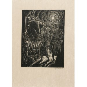 MROŻEWSKI Stefan - Prośba o jałmużnę [woodcut on Chinese paper 1929].
