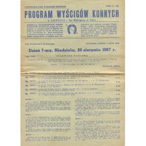 Program of the horse races in Sopot. Day 7, Sunday, August 20, 1967 [Sopot 1967].