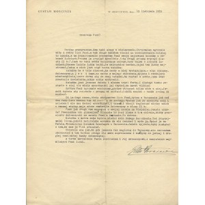 MORCINEK Gustaw - Cztery listy z 1935 roku [maszynopisy z odręcznymi podpisami]