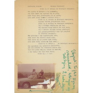 OSIECKA Agnieszka, RODOWICZ Maryla - Where are those boys on great machines [typescript, autograph, photo].