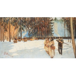 Julian Fałat (1853 Tuligłowy - 1929 Bystra), Polowanie w Nieświeżu, 1888 r.