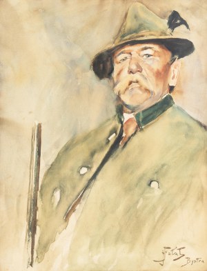 Julian Fałat (1853 Tuligłowy - 1929 Bystra), Portret leśniczego Ferdynanda Grzyba, około 1923 r.
