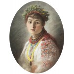 Mieczysław Reyzner (1861 Lwów - 1941 tamże), Portret dziewczyny w ślubnym stroju, 1887 r.