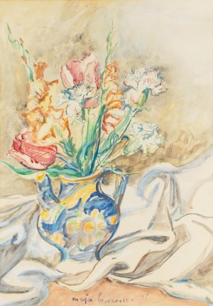 Maja Berezowska (1893 Baranowicze-1978 Warszawa), Bukiet kwiatów w wazonie, 1973 r.