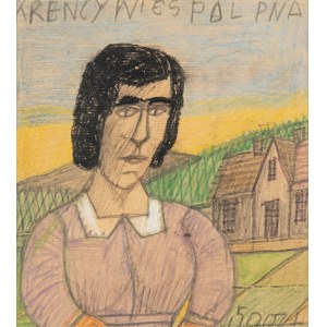 Nikifor Krynicki (1895 Krynica Zdrój - 1968 Folusz), Portret kobiety, ok. 1950 r.