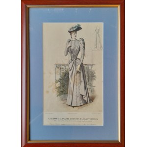 La France Élégante et Paris Élégant réunis - Francuska elegantka - drzeworyt kolorowany - XIX wiek