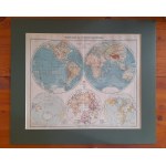 MAP OF THE WORLD, 1905, Stielers Handatlas - first edition issued on cylindrical printing presses