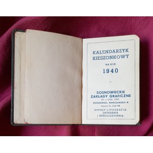 Kalendarzyk kieszonkowy na rok 1940