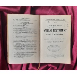 VILLON Francis - Das Große Testament zusammen mit dem Kodizil - übersetzen. GELENSKI-JUNGE - 1917