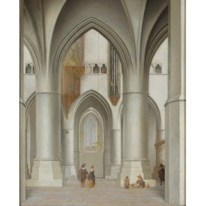 Pieter Jansz Saenredam (adopcja) (1597-1665), Widok wnętrza kościoła św. Bawona w Haarlemie, 1635
