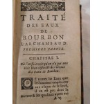 1699 PASCAL Jean, Traité des eaux de Bourbon l'Archambaud selon les principes de la nouvelle physique.