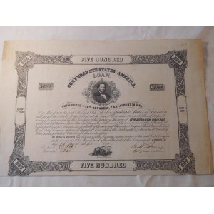 1862. CONFEDERATE STATES OF AMERICA LOAN 15 IX 1862.