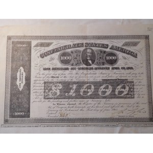 1863. CONFEDERATE STATES OF AMERICA LOAN 1 VI 1863.