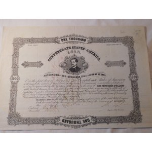 1862. CONFEDERATE STATES OF AMERICA LOAN 22 XII 1862.