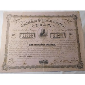 1863. KONFÖDERIERTE STAATEN VON AMERIKA DARLEHEN 2 III 1863.