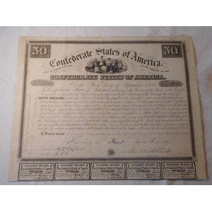 1861. KONFÖDERIERTE STAATEN VON AMERIKA LEIHGABE 1 V 1861.