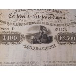 1863. CONFEDERATE STATES OF AMERICA COTTON LOAN 1 VI 1863. 100 Funtów Szterlingów.