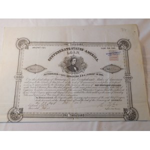 1863. CONFEDERATE STATES OF AMERICA LOAN 20 II 1863.