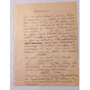 1840 ca. CHODŹKO Olimpia, Letter to Victor Hugo ca. 1840.