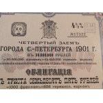 1901. 4,5 % OBLIGACJA MIASTA PETERSBURGA 1901.