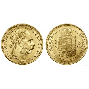 Węgry, 20 franków = 8 forintów, 1883, Kremnica