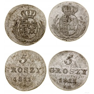 Polska, zestaw 2 x 5 groszy, 1811 IS, 1811 IB, Warszawa
