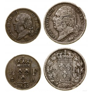 Francja, lot: 1/4 franka oraz 1/2 franka, 1823 A, 1822 A, Paryż