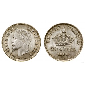 Francja, 20 centymów, 1866 K, Bordeaux