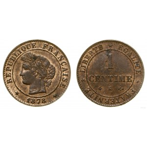 Francja, 1 centym, 1878 K, Bordeaux