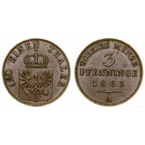 Niemcy, 3 fenigi, 1853 A, Berlin