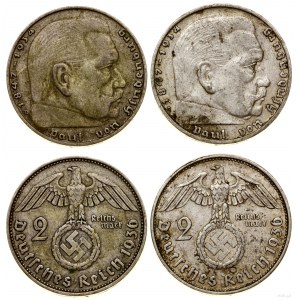 Niemcy, zestaw: 2 x 2 marki, 1936 (D)(G), Monachium i Karlsruhe