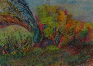 Nowicka Barbara (1939), tłusty pastel, papier