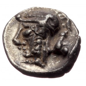 Ionia, Kolophon AR Tetartemorion (Silver, 0.19g, 6mm) Circa 525-490 BC. Laureate head of Apollo facing ...