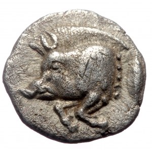 Mysia, Kyzikos AR Obol (Silver, 0.76g, 10mm) ca 480-400 BC.