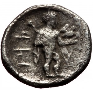 Cilicia, Tarsos AR Obol (Silver, 10mm, 0.73g). Tiribazos, Satrap of Lydia, 388-380 BC.