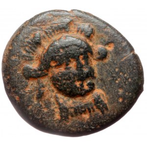 Cilicia, Tarsos AE (Bronze, 1.59g, 12mm) time of Antiochos IV Epiphanes (174-164 BC) Obv: Turreted head of Tyche to righ