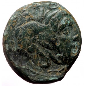 Seleukid Kings of Syria AE (Bronze, 6.95g, 20mm) Seleukos I Nikator. 312-281 BC Sardes mint. Obv: Winged head of Medusa