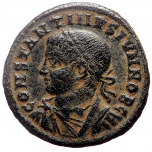 Constantine II (Caesar, 317-337) AE Follis (Bronze, 3.13g, 19mm) Alexandria, 327-328. Rare.
