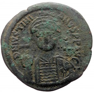 Justinian I (527-565) AE42 Follis (Bronze, 21.47g, 42mm) Constantinople. Dated RY 12 (538/9).