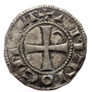Crusader States, Antioch (Principality) AR Denier (Silver, 0.87g, 17mm) Bohémond III (1163-1201)
