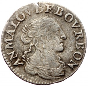 France, PRINCIPAUTÉ DE DOMBES, Anne-Marie-Louise D'Orleans, Douzième (1/12) d'écu (Silver, 1.71g, 20mm) Trévoux, 1668