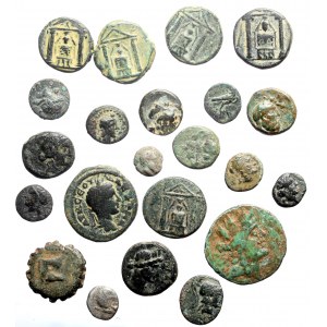 22 Greek & Roman Provincial AR and AE coins (2 silver, total weight:1.82g, and 20 bronze, total weigh 60.38g...